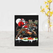 Santa Riding Tiger Rendier Xmas Wild Dierenvriend Kaart (Gele Bloem)