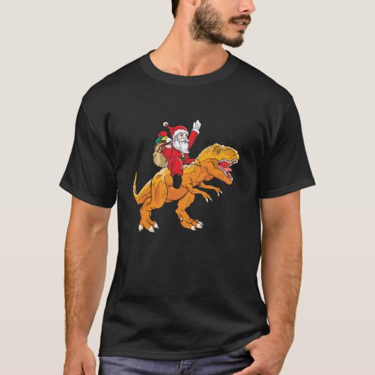 Santa Riding Trex Funny Kind's Dinosaur Christmas  T-shirt (Voorkant)
