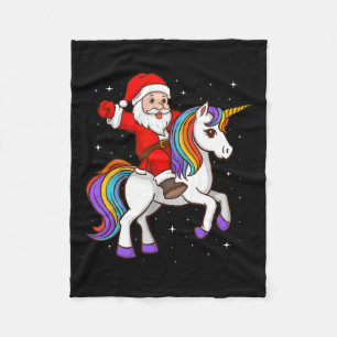 Santa Riding Unicorn Mystiek Dier Xmas Magisch Fleece Deken