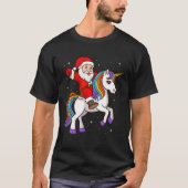 Santa Riding Unicorn Mystiek Dier Xmas Magisch T-shirt (Voorkant)