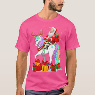 Santa Riding Unicorn Reindeer Kerstkerstkerstkerst T-shirt