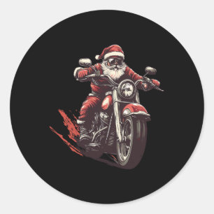 Santa Rijden Een Motorfiets Fietser Motorliefhebbe Ronde Sticker