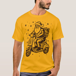 Santa rijden Een scooter met gif dozen ontwerp T-shirt