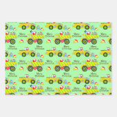 Santa rijden op dump vrachtwagen en bulldozer inpakpapier vel (Voorkant 3)