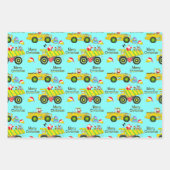 Santa rijden op dump vrachtwagen en bulldozer inpakpapier vel (Voorkant 2)