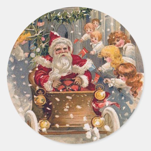 Santa rijdt een race auto Stickers (Voorkant)