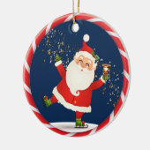 Santa Ringende Bell en Skating Keramisch Ornament (Links)