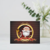 Santa Ringing Gold Bell Briefkaart (Staand voorkant)