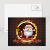 Santa Ringing Gold Bell Briefkaart (Voorkant / Achterkant)