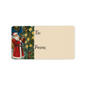 Santa Rings Bells Vintage Gift Label (Voorkant)