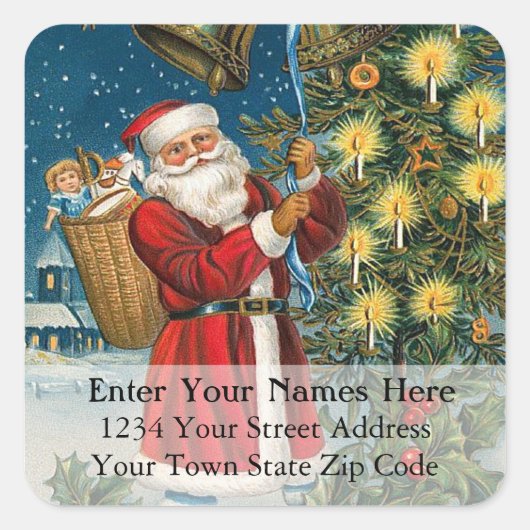 Santa Rings in het etiket van het Kerstadres van (Voorkant)