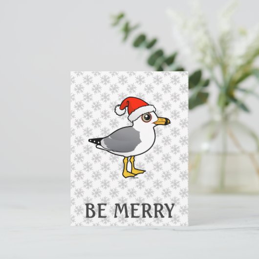 Santa Ringsnavelmeeuw Feestdagenkaart (Staand voorkant)