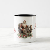 Santa ritpaarden en kerstslinger Tweekleurige Koffiemok (Center)