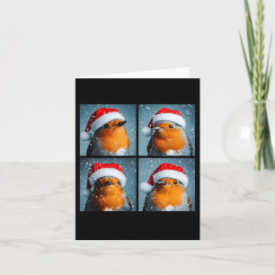Santa Robin Roodborst Winter Vogel Fotografie Kers Kaart