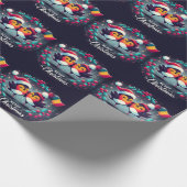 Santa Robins met de Roemeense vlag Cadeaupapier (Hoek)