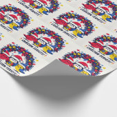 Santa Robins met de Roemeense vlag krans Cadeaupapier (Hoek)