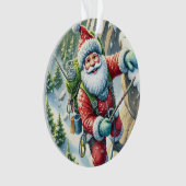 Santa Rock Klimmen in de bergen van Kerstmis Ornament (voorkant)