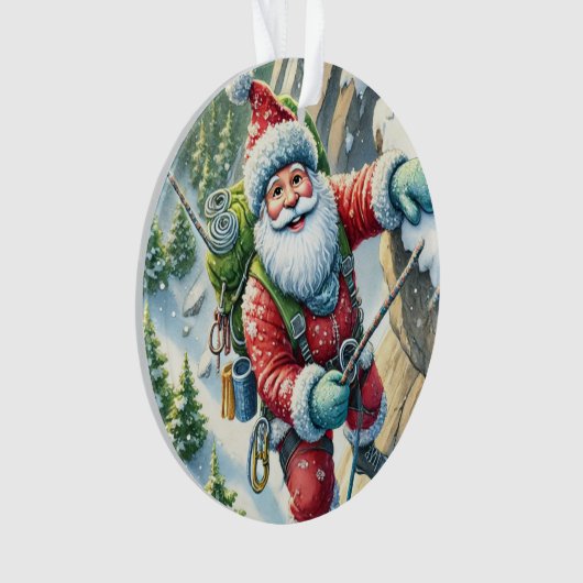 Santa Rock Klimmen in de bergen van Kerstmis Ornament (voorkant)