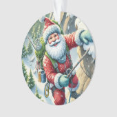 Santa Rock Klimmen in de bergen van Kerstmis Ornament (voorkant)