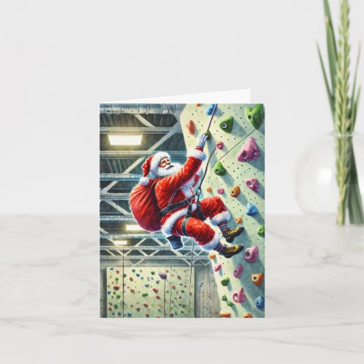 Santa Rock Klimmen in Gym Kerstmis Feestdagen Kaart (Voorkant)