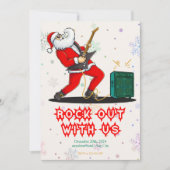 Santa Rock Out Party Christmas Invitation Kaart (Voorkant)