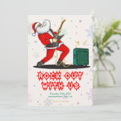 Santa Rock Out Party Christmas Invitation Kaart (Staand voorkant)