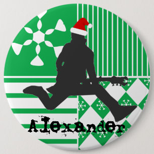 Santa Rock Star-Button met naam kerstinslag Ronde Button 6,0 Cm