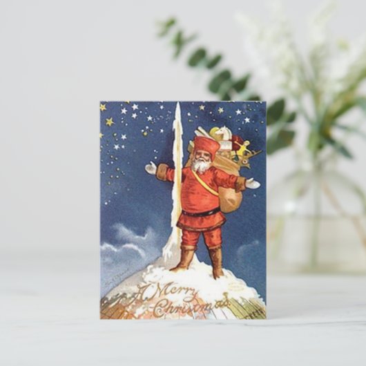 Santa Rocket Feestdagenkaart (Staand voorkant)