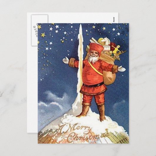 Santa Rocket Feestdagenkaart (Voorkant / Achterkant)