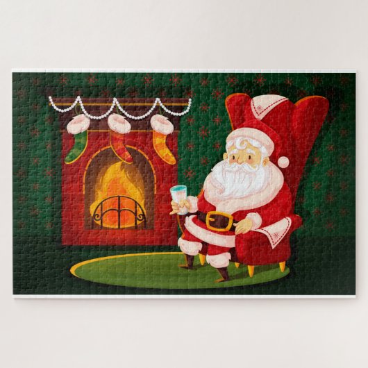 Santa Rocking door de Fireplace Legpuzzel (Horizontaal)