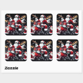 Santa Rocks Christmas Beats op drums Vierkante Sticker (Vel)