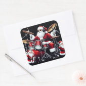 Santa Rocks Christmas Beats op drums Vierkante Sticker (Envelop)