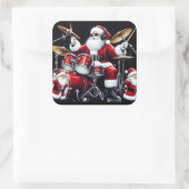 Santa Rocks Christmas Beats op drums Vierkante Sticker (Tas)