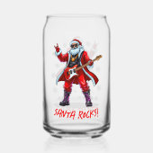Santa Rocks! Grappige Kerstman speelt gitaar Blikvorm Glas (Achterkant)