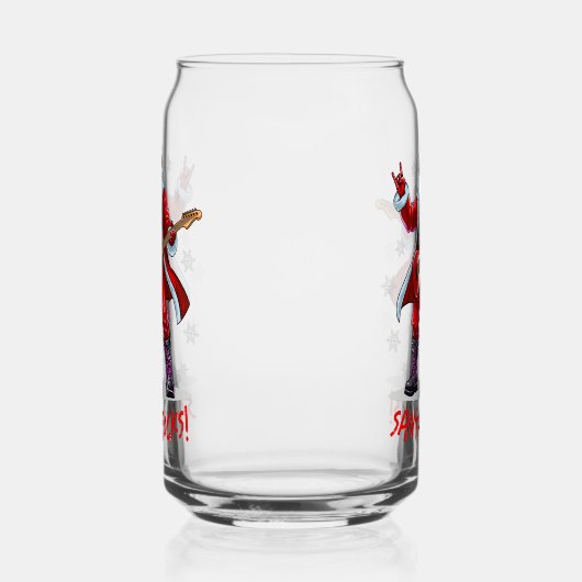 Santa Rocks! Grappige Kerstman speelt gitaar Blikvorm Glas (Links)