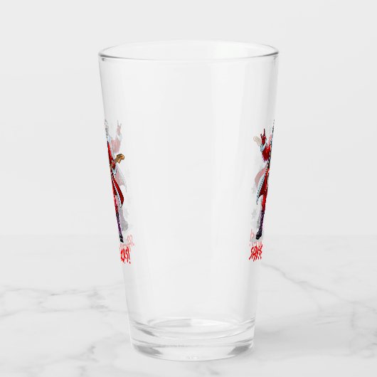 Santa Rocks! Grappige Kerstman speelt gitaar Glas (Links)