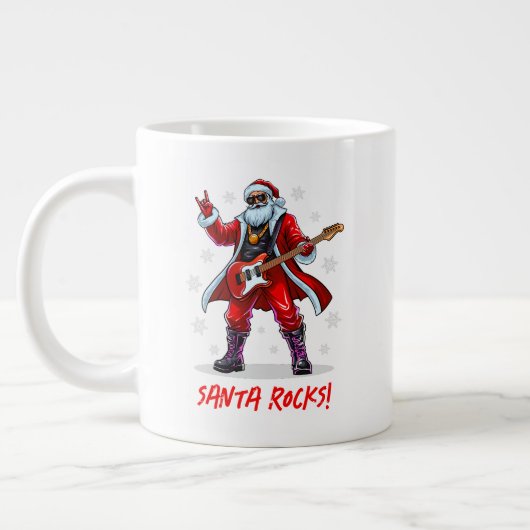 Santa Rocks! Grappige Kerstman speelt gitaar Grote Koffiekop (Links)
