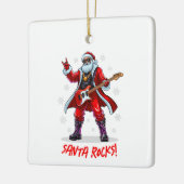 Santa Rocks! Grappige Kerstman speelt gitaar Keramisch Ornament (Links)