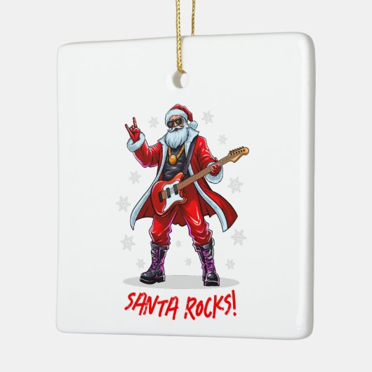 Santa Rocks! Grappige Kerstman speelt gitaar Keramisch Ornament (Links)