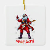 Santa Rocks! Grappige Kerstman speelt gitaar Keramisch Ornament (Voorkant)