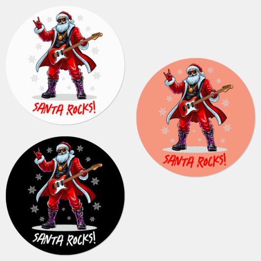 Santa Rocks! Grappige Kerstman speelt gitaar Labels (Groep)