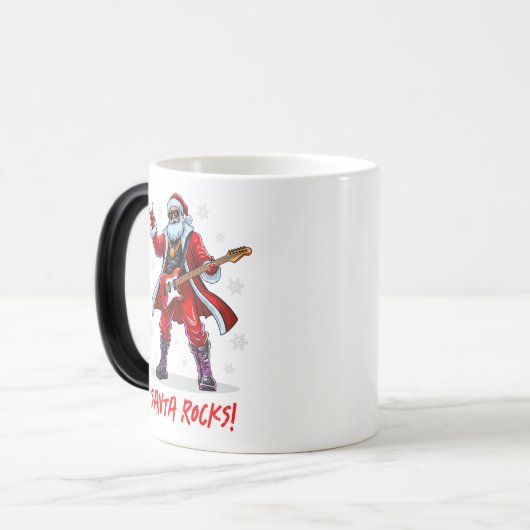 Santa Rocks! Grappige Kerstman speelt gitaar Magische Mok (Voorkant links)