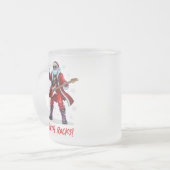 Santa Rocks! Grappige Kerstman speelt gitaar Matglas Koffiemok (Voorkant links)