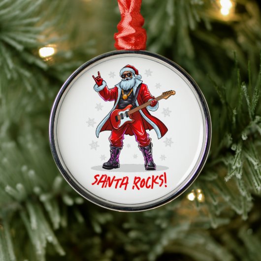 Santa Rocks! Grappige Kerstman speelt gitaar Metalen Ornament (Boom)