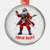 Santa Rocks! Grappige Kerstman speelt gitaar Metalen Ornament (Voorkant)