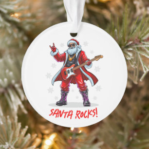 Santa Rocks! Grappige Kerstman speelt gitaar Ornament