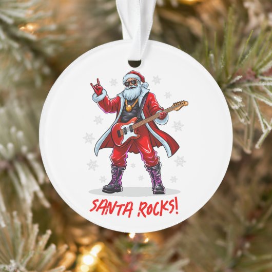 Santa Rocks! Grappige Kerstman speelt gitaar Ornament (Boom)