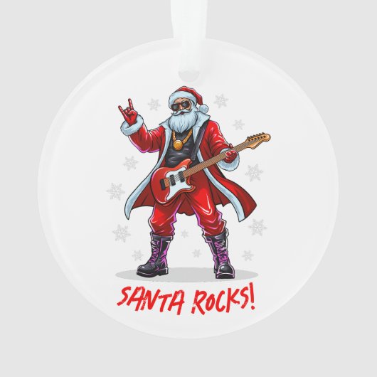 Santa Rocks! Grappige Kerstman speelt gitaar Ornament (achterkant)