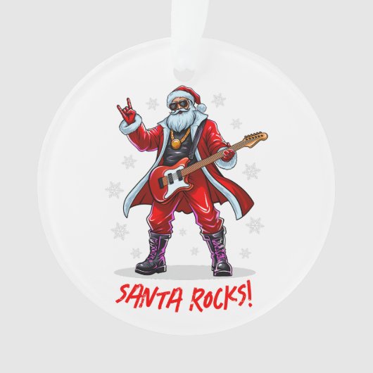 Santa Rocks! Grappige Kerstman speelt gitaar Ornament (voorkant)