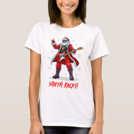 Santa Rocks! Grappige Kerstman speelt gitaar T-shirt